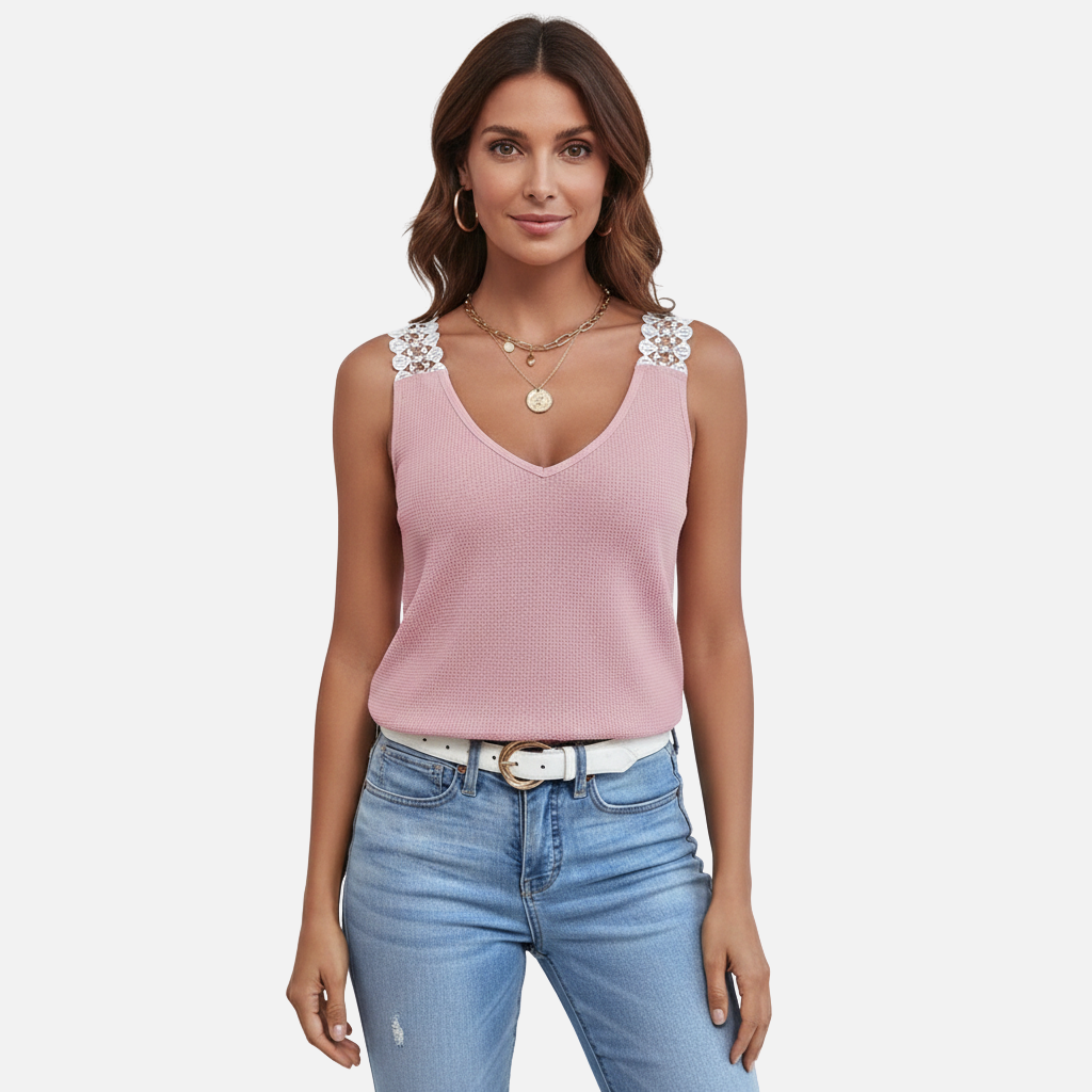 Velqlo | Débardeur sans manches en dentelle pour femme, tenue décontractée pour l'été