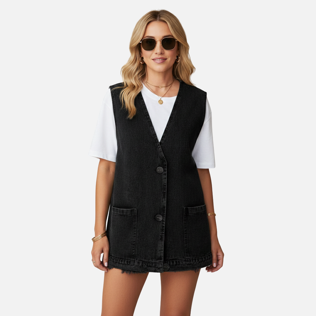 Velqlo | Gilet en denim ajusté pour femme Coupe structurée