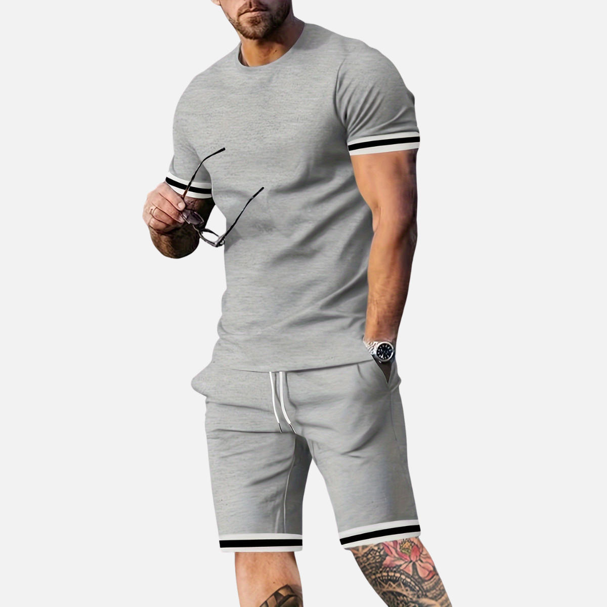 Velqlo | Ensemble d’Été Deux Pièces Décontracté Coupe Slim pour Homme