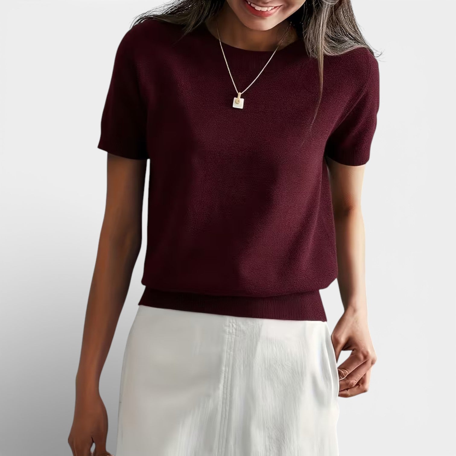 Velqlo | T-shirt en Tricot pour Femmes Mélange de Laine Confortable Coupe Classique