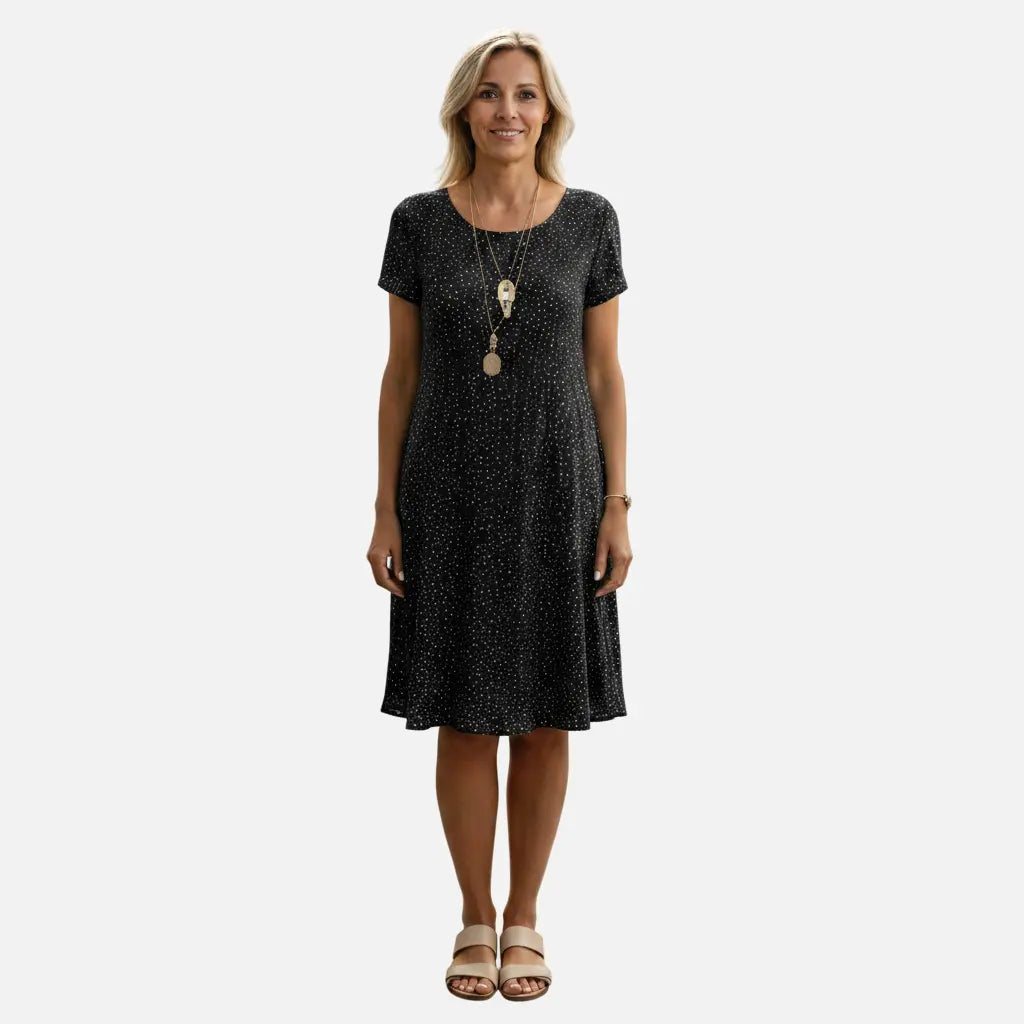 Velqlo | Robe midi à pois pour femme, coupe décontractée et légère