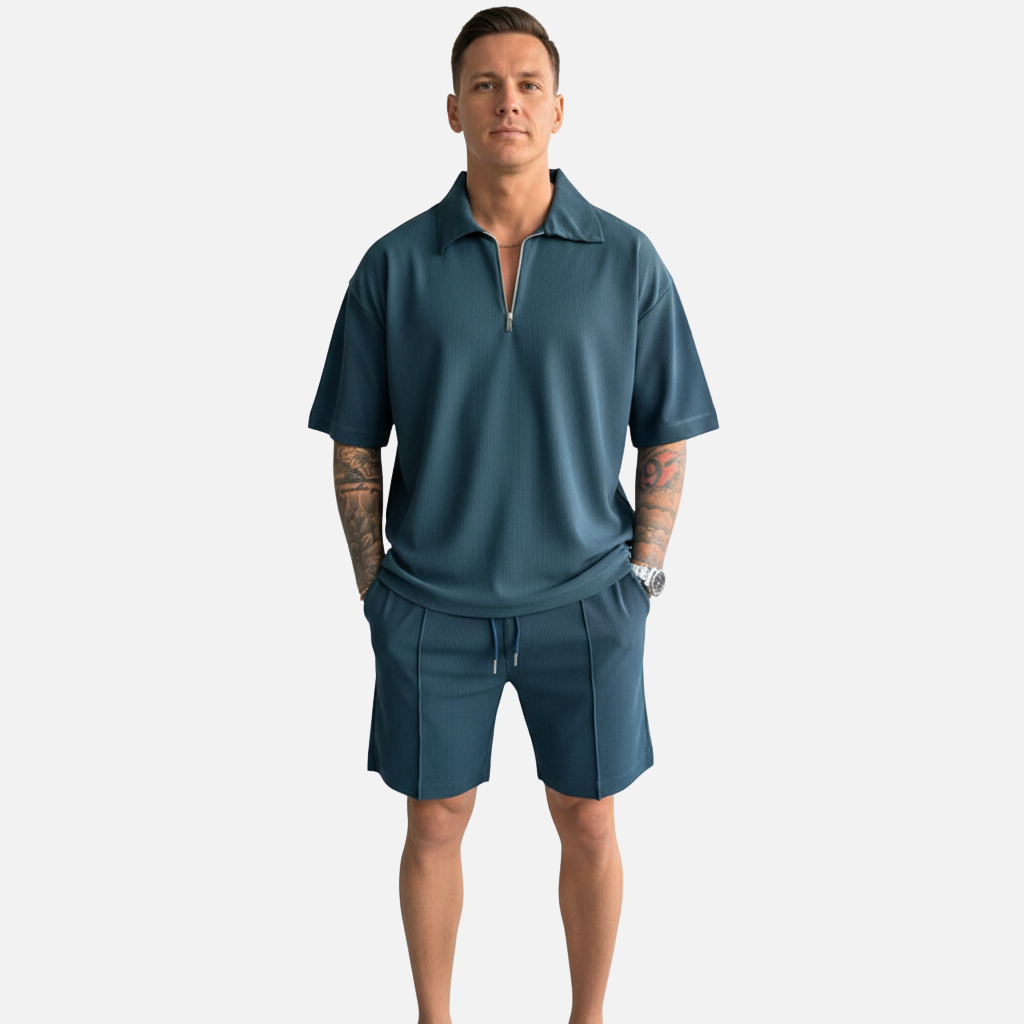 Velqlo | Ensemble polo et short légers pour homme coupe décontractée