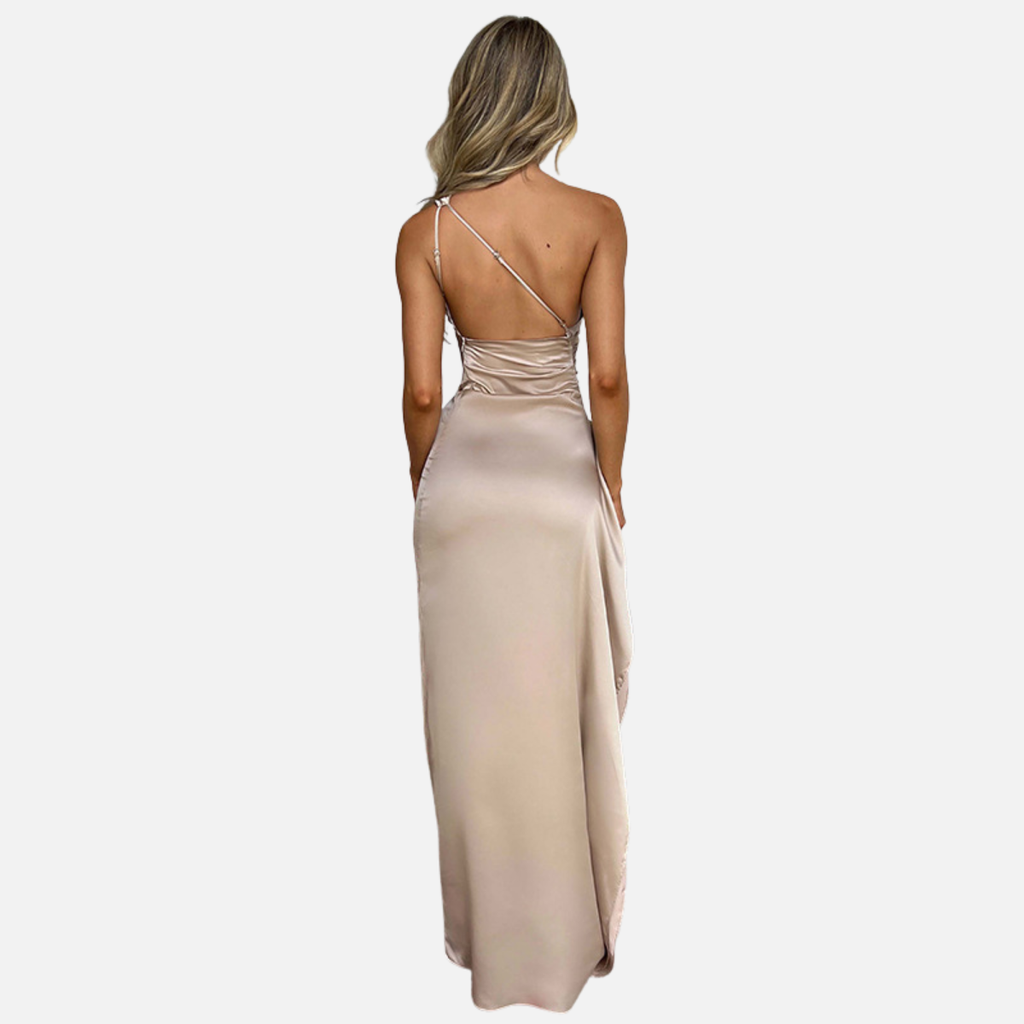Velqlo | Robe dos nu en satin pour femme coupe ajustée tenue formelle