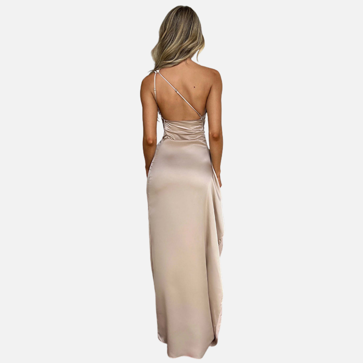 Velqlo | Robe dos nu en satin pour femme coupe ajustée tenue formelle