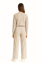 Pantalons larges taille haute en mélange de laine pour femmes Velqlo