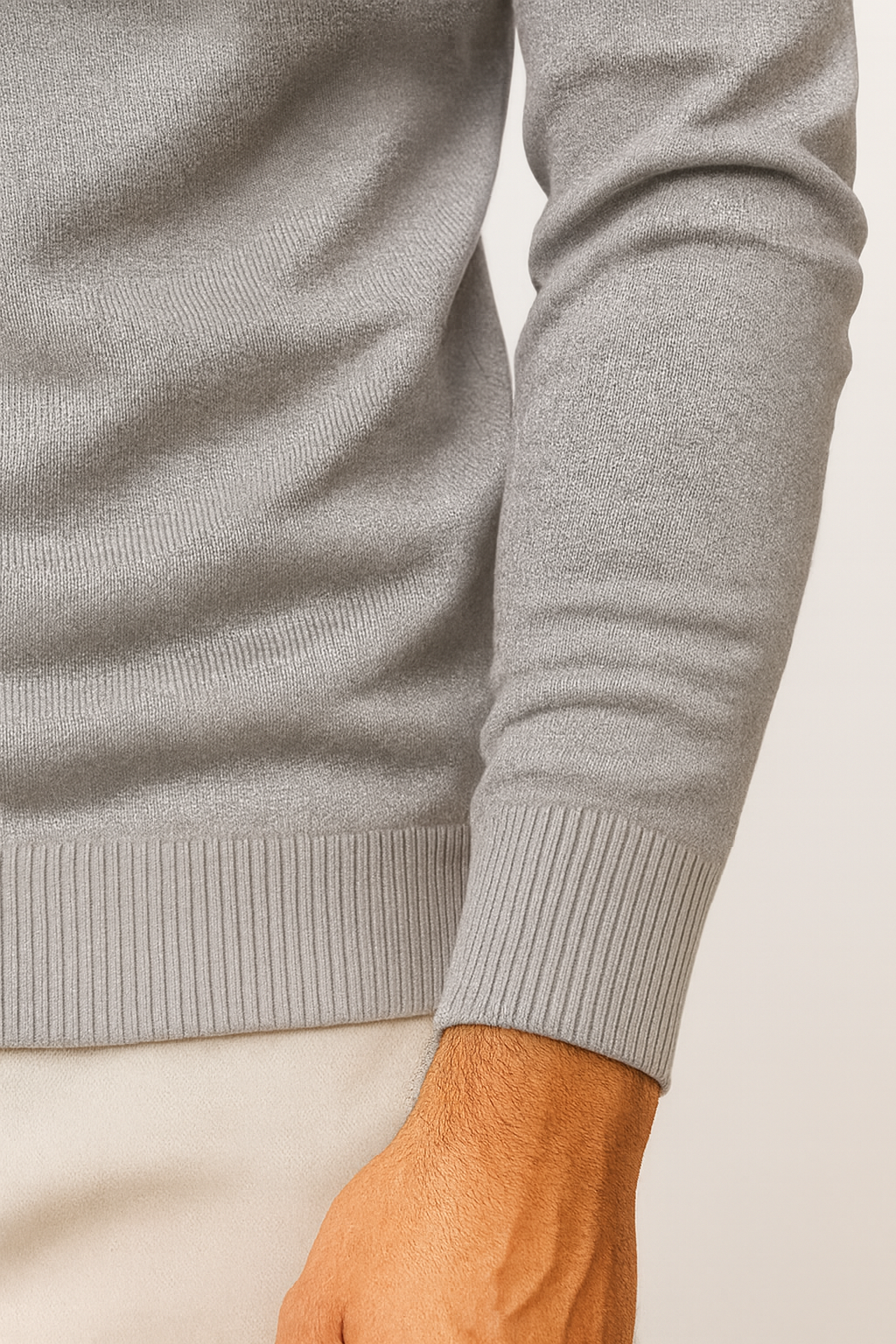 Pull à col roulé pour homme Velqlo – Mélange de laine à côtes