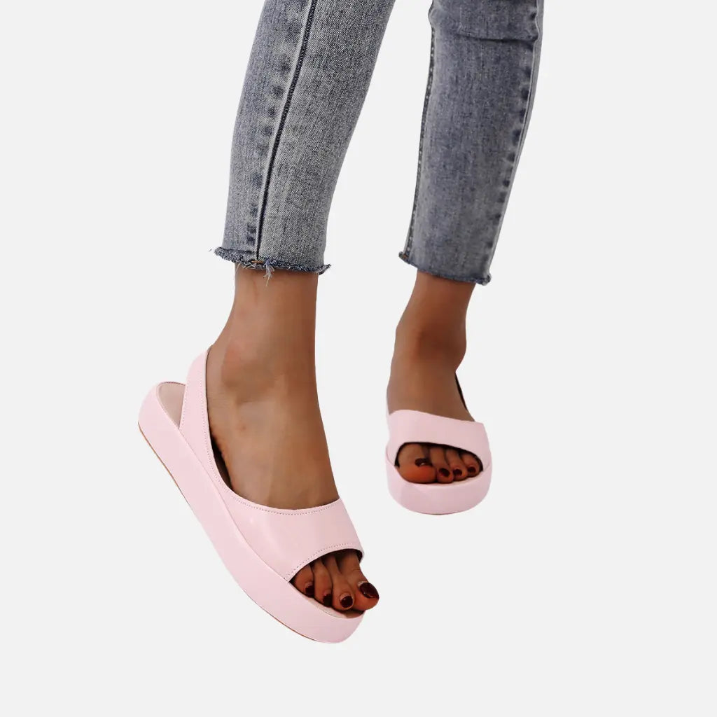 Velqlo | Sandales ouvertes en cuir pour femmes avec bride arrière