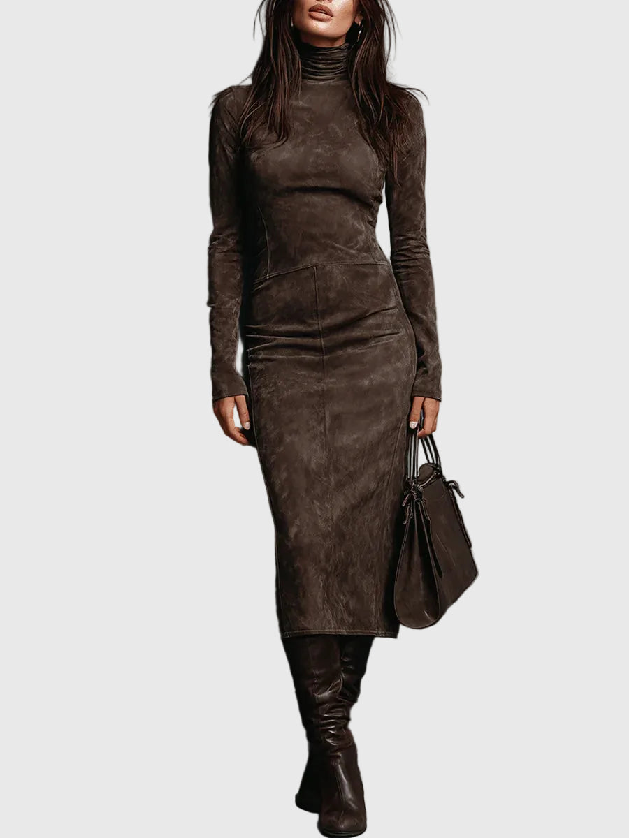 Rosa | Élégant Robe Midi en Suède