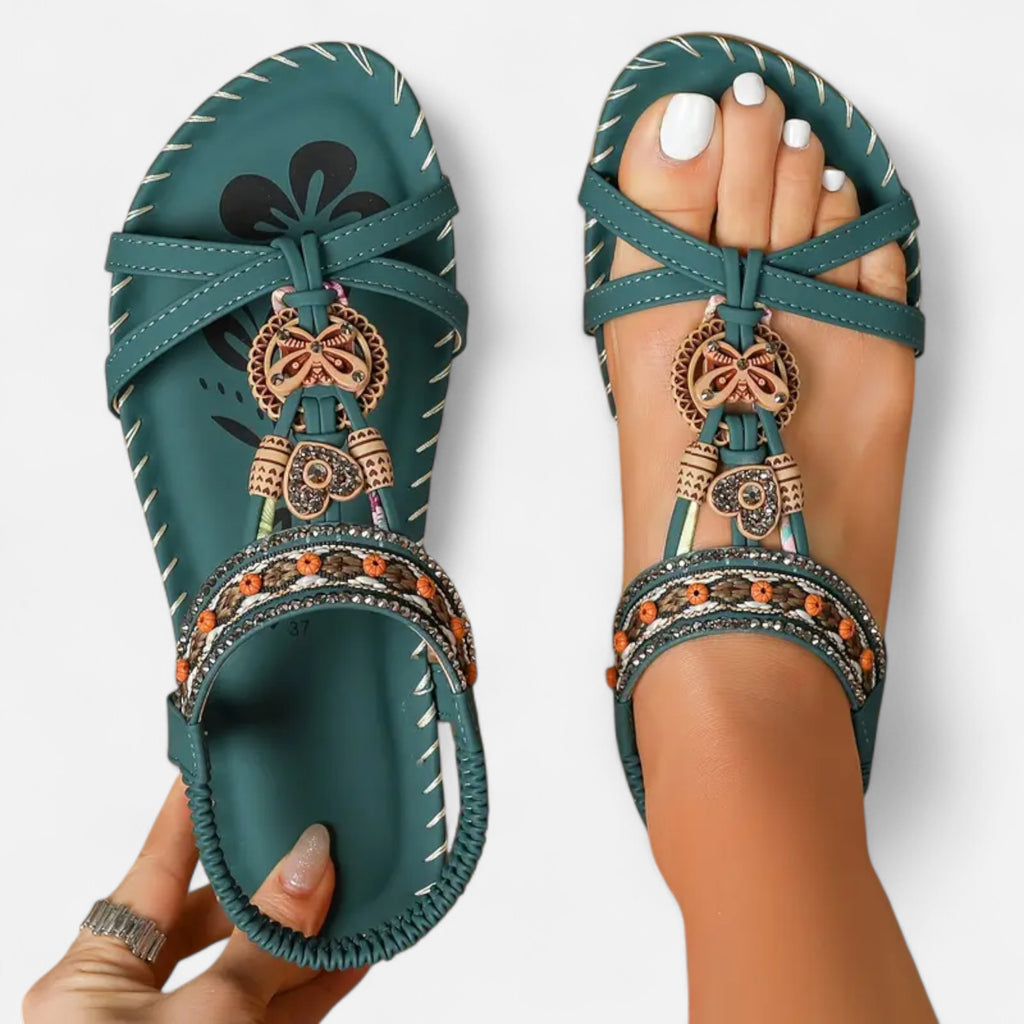 Velqlo | Women’s Rhinestone Butterfly Sandals – Boho Summer Charm