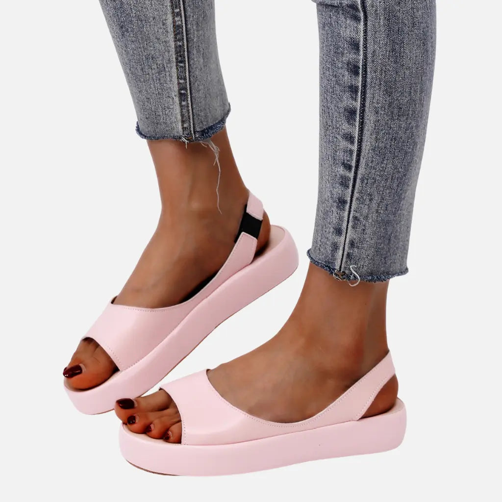 Velqlo | Sandales ouvertes en cuir pour femmes avec bride arrière