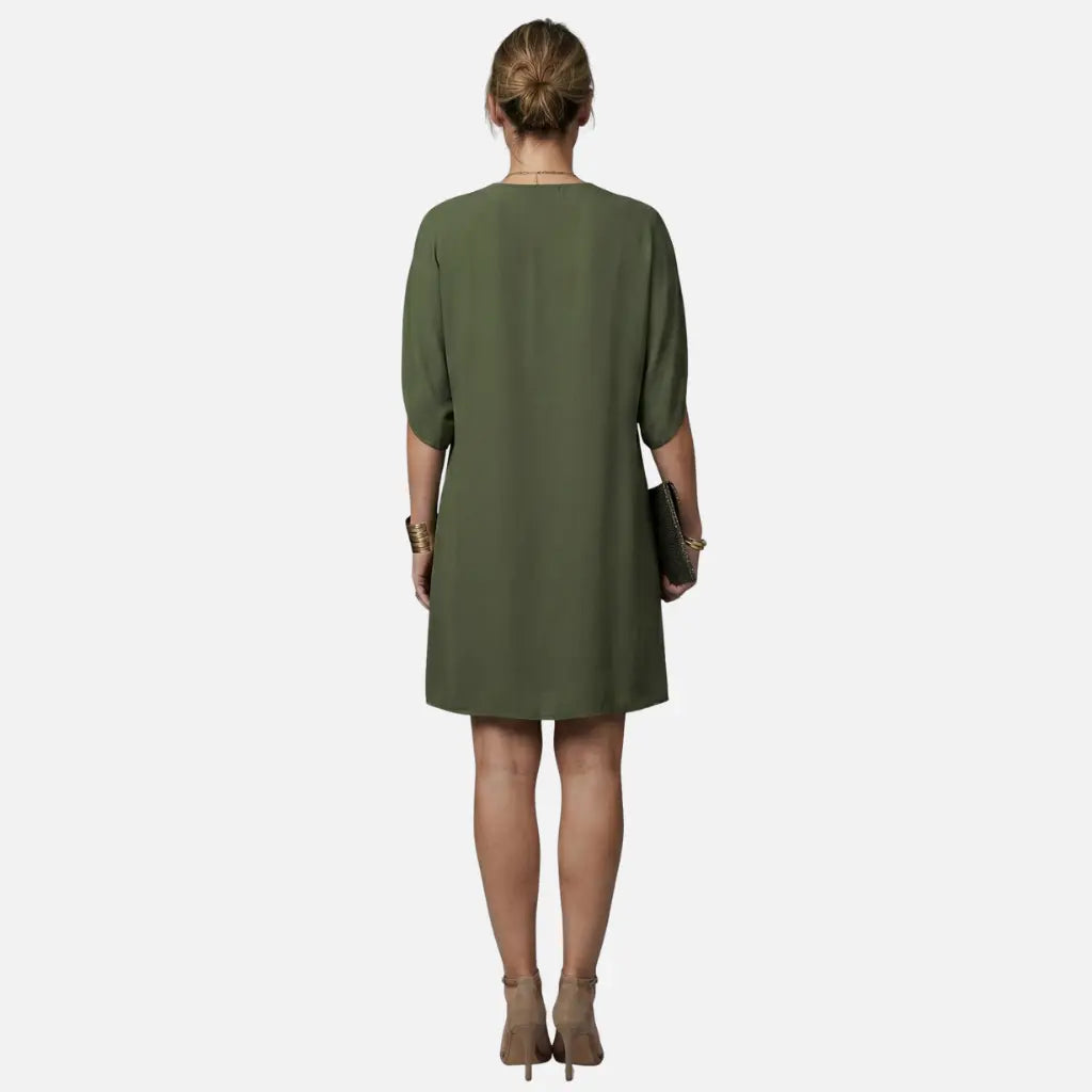 Velqlo | Robe midi plissée élégante à col en V pour femme