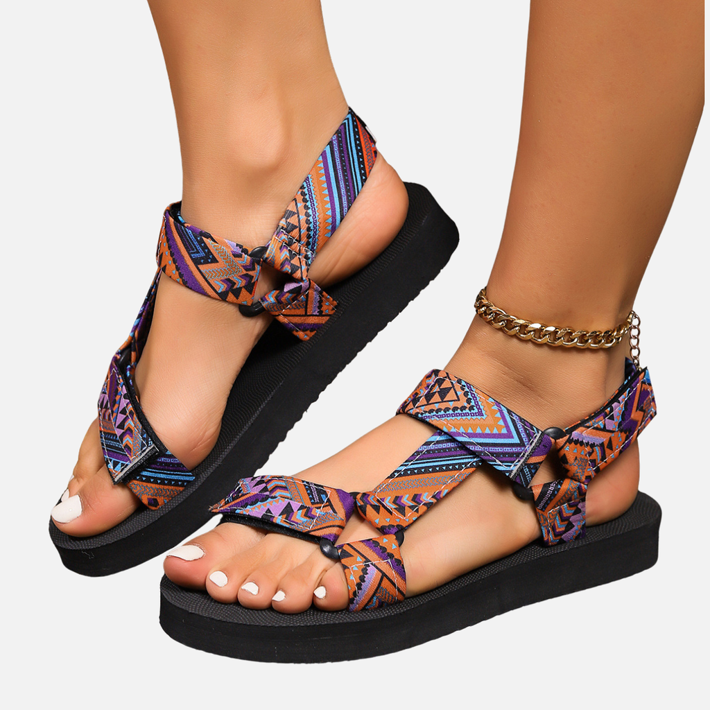 Velqlo | Sandales plates pour femmes en fibres naturelles, confortables pour l'été