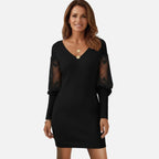 Velqlo | Robe élégante à col en V en dentelle pour femmes, idéale pour les occasions spéciales