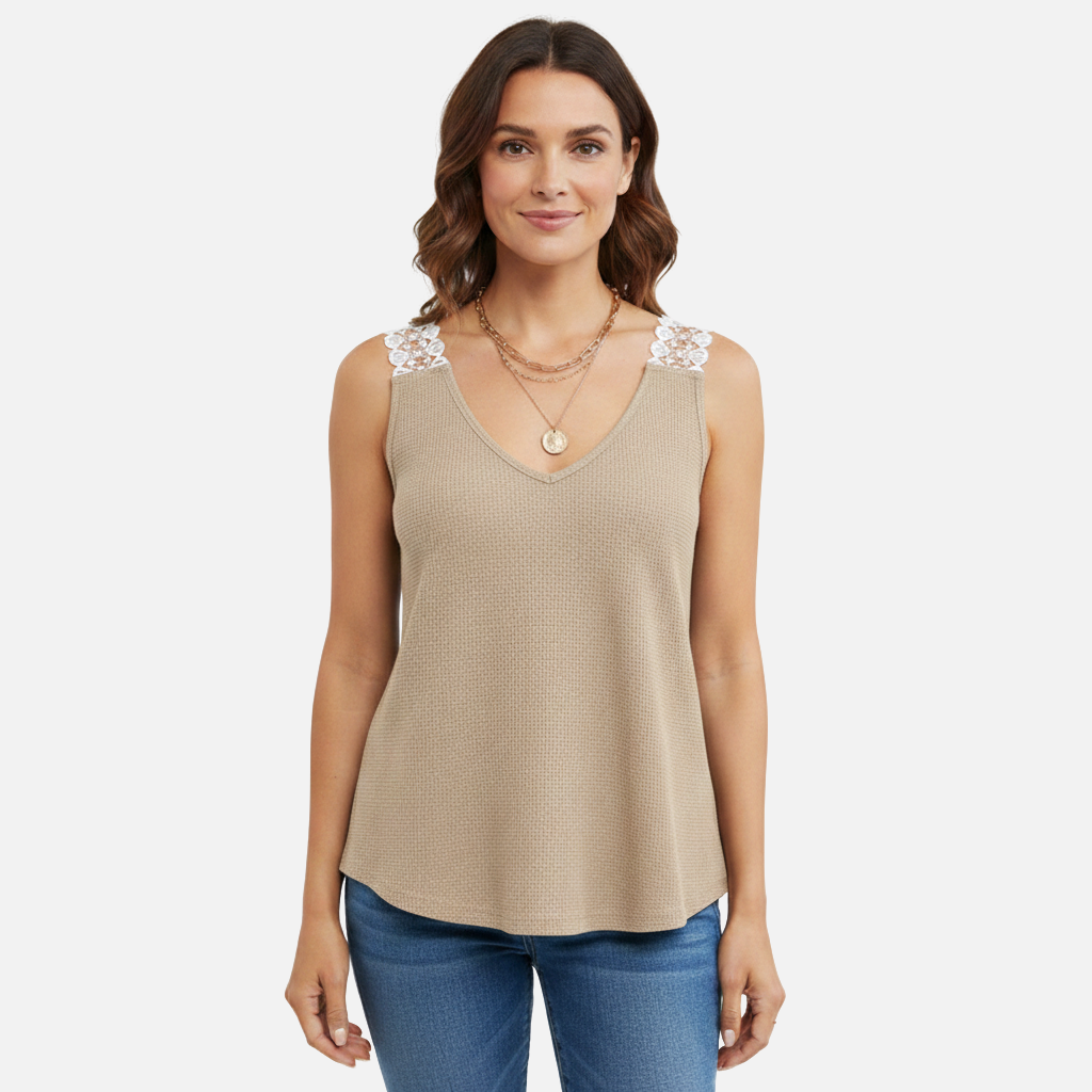 Velqlo | Débardeur sans manches en dentelle pour femme, tenue décontractée pour l'été