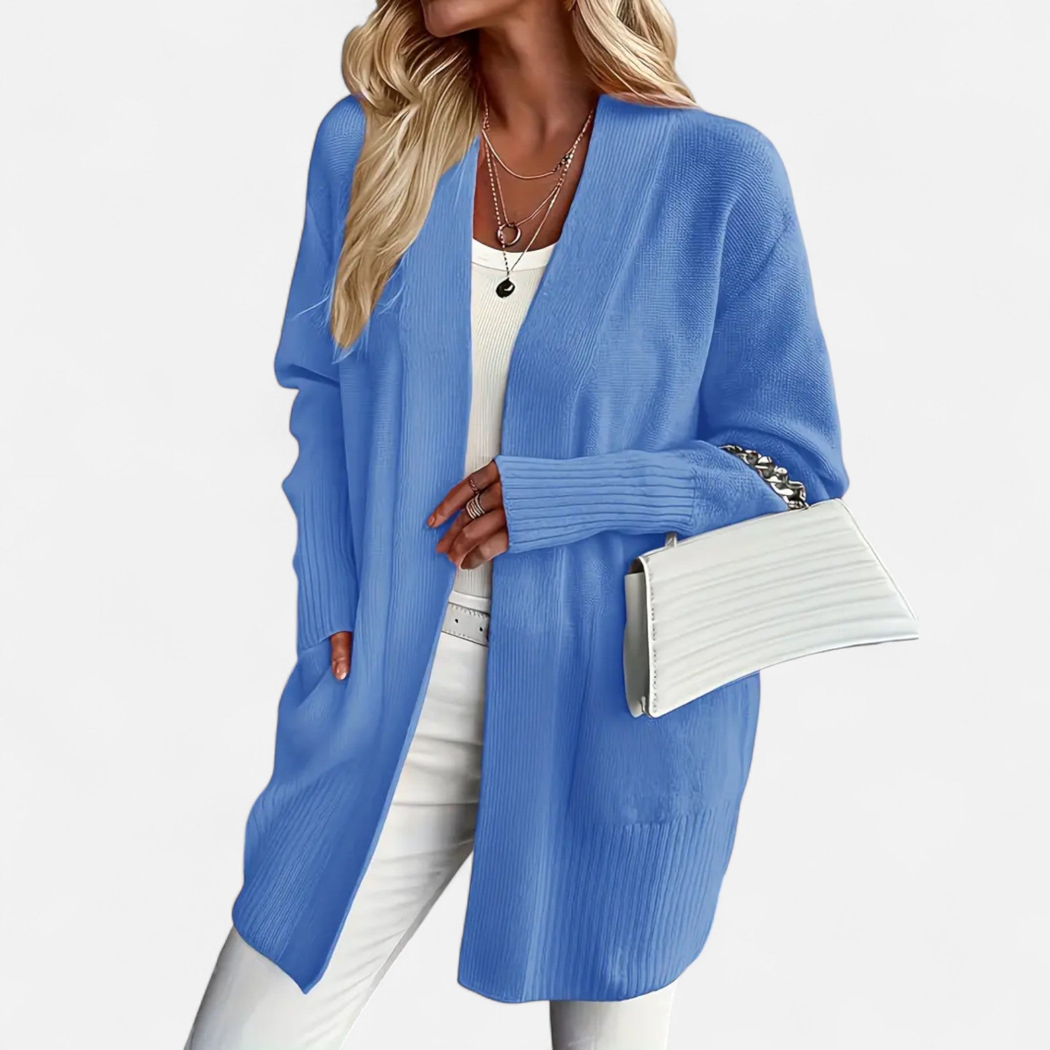 Velqlo | Cardigan en Tricot à Col V Ample pour Femmes