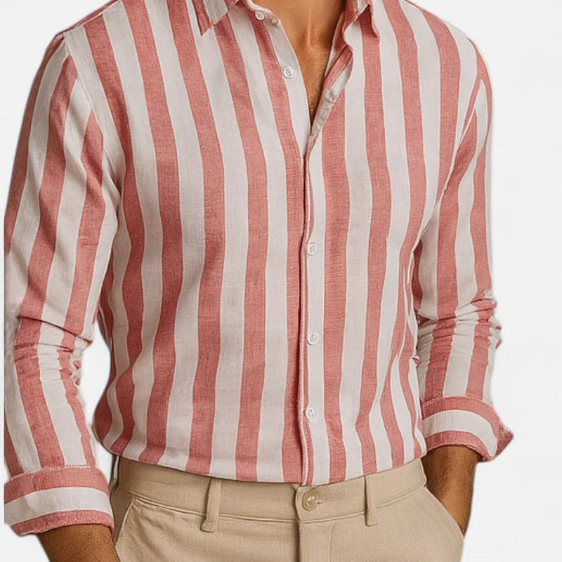 Velqlo | Chemise à Rayures en Lin Mélangé – Fraîcheur Estivale et Allure Riviera Homme