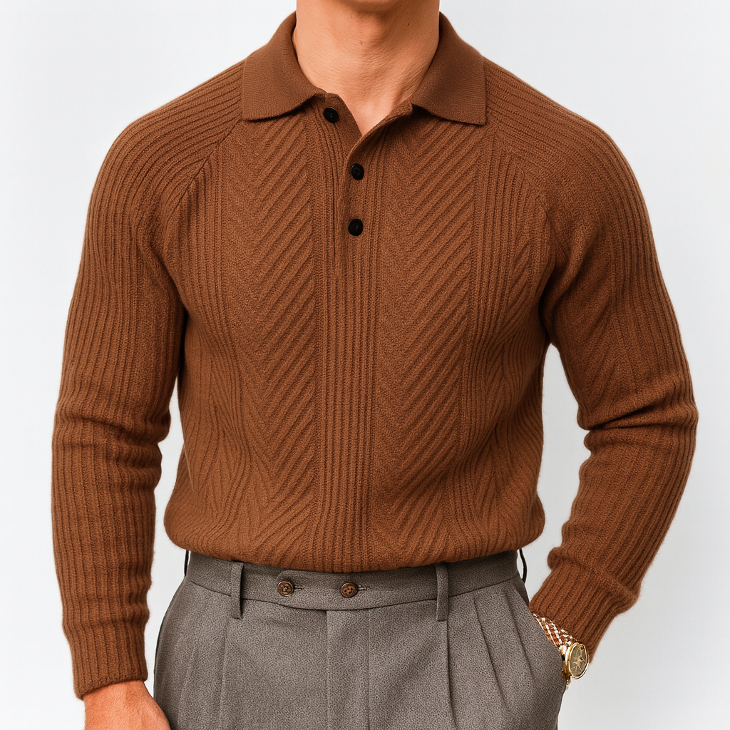 Velqlo | Chemise en Tricot Câble pour Homme à Manches Longues