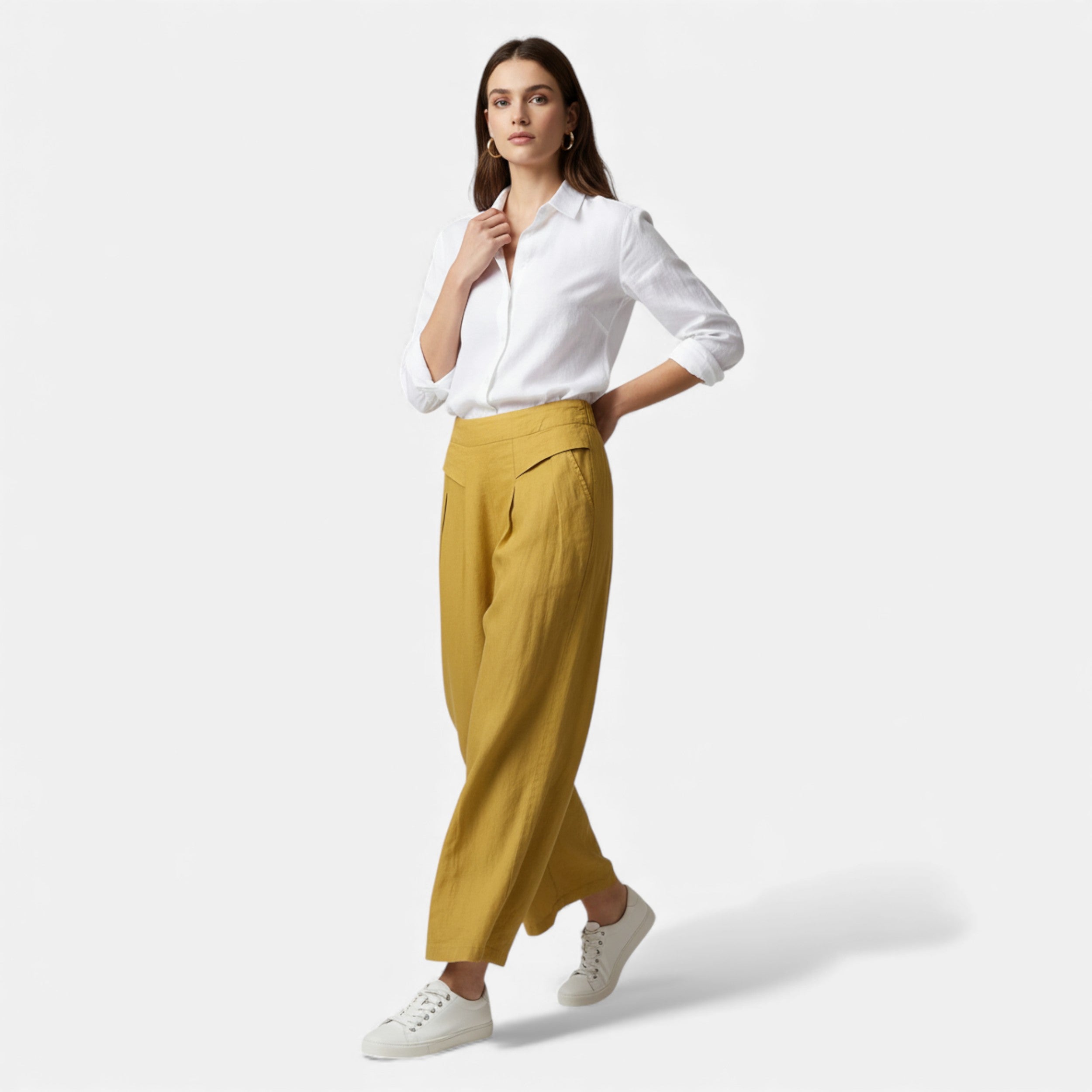 Velqlo | Pantalon Femme Ample Vintage Élégance Rouge