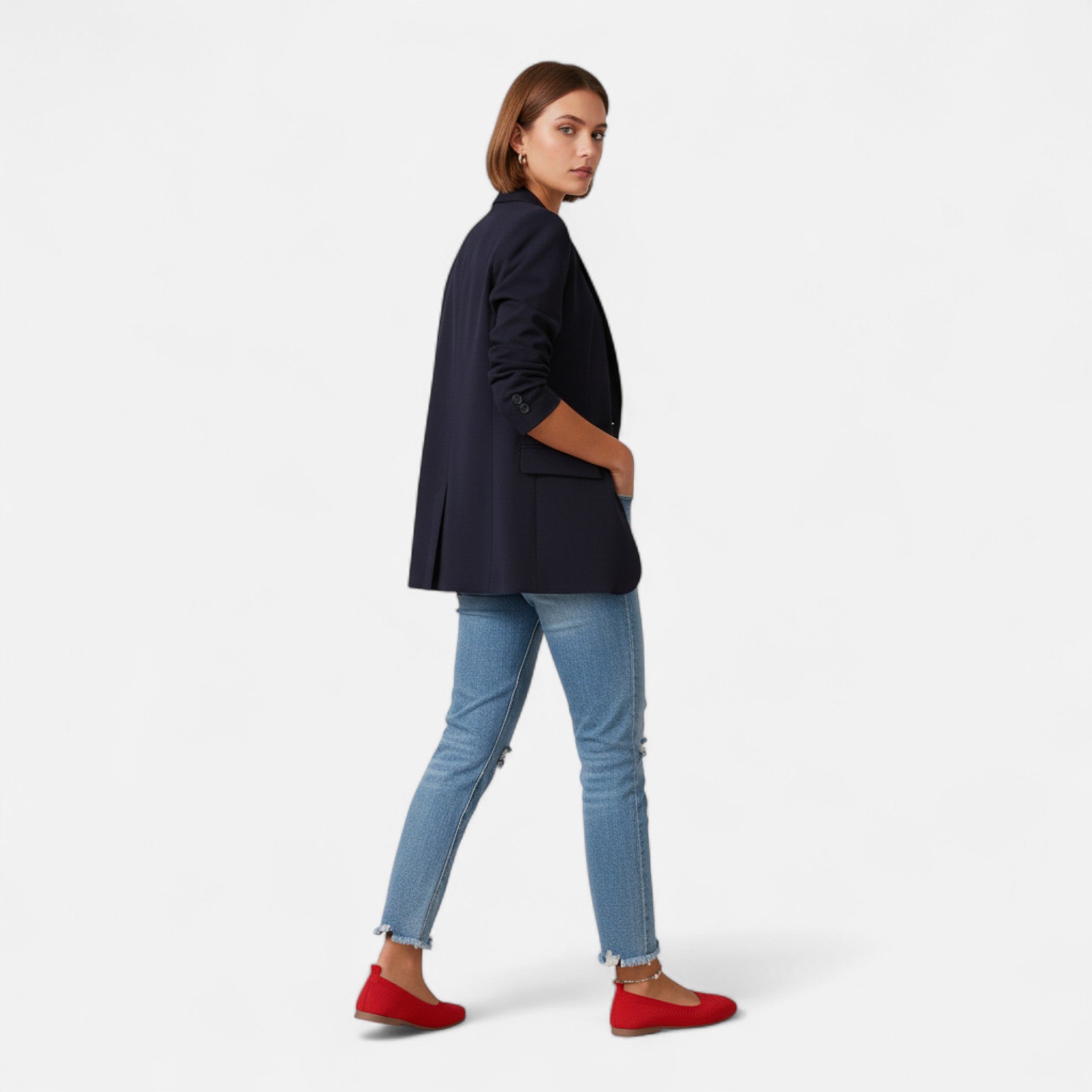 Velqlo | Women’s Flats – Black Woven Slip-On Elegance