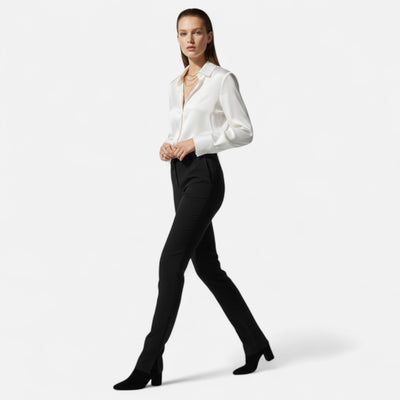 Velqlo | Women’s Dark Blue Single-Button Shirt – Modern Seasonal Elegance