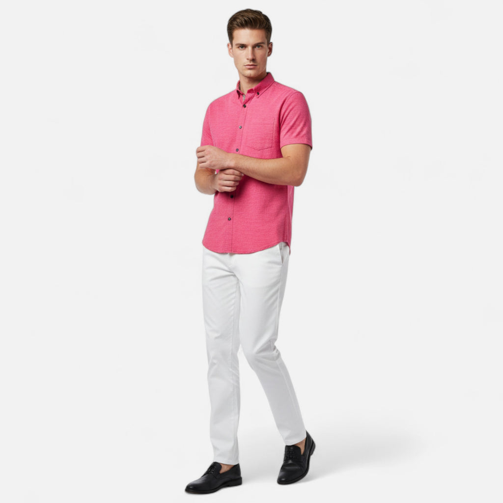 Velqlo | Men’s Linen-Blend Short Sleeve Shirt