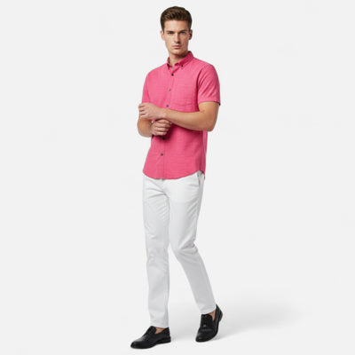 Velqlo | Men’s Linen-Blend Short Sleeve Shirt