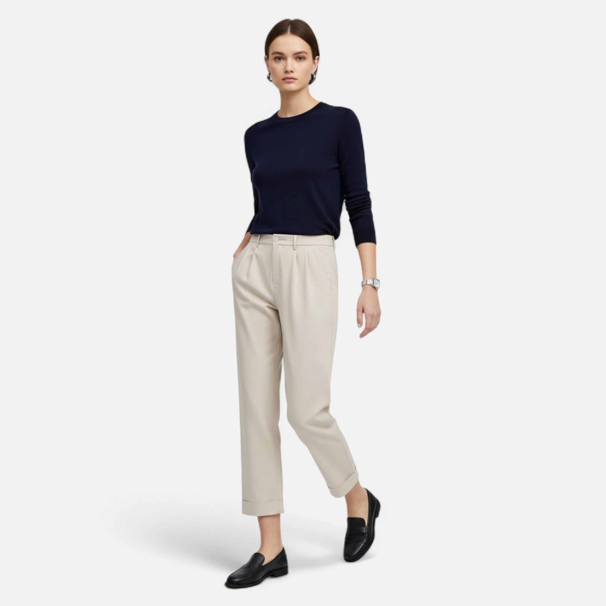 Velqlo | Pantalons Classiques Femme Taille Haute Jambe Droite