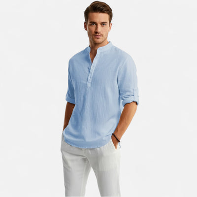 Velqlo | Men’s Linen Henley Shirt