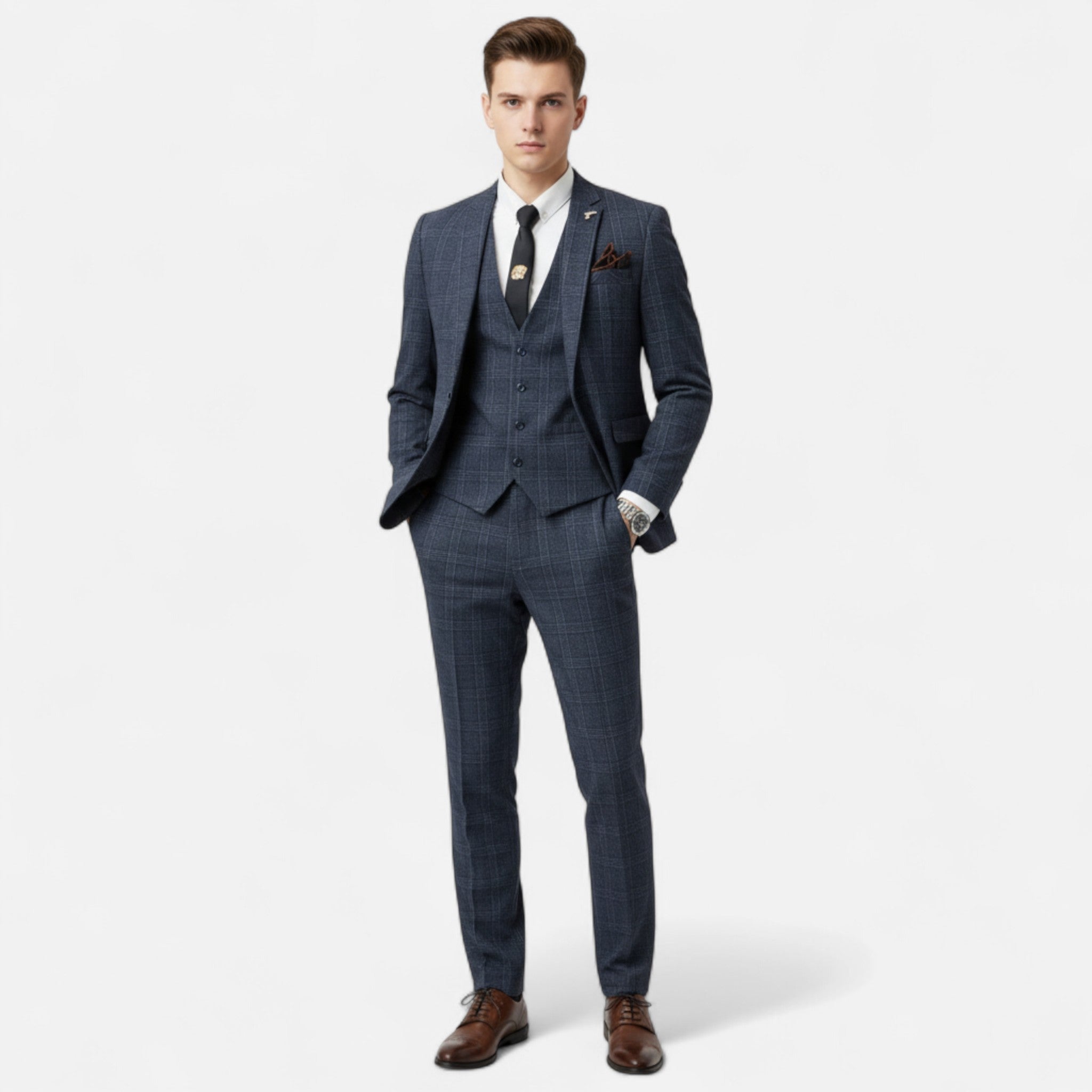 Velqlo | Costume Tuxedo 3 Pièces pour Homme Style Anglais