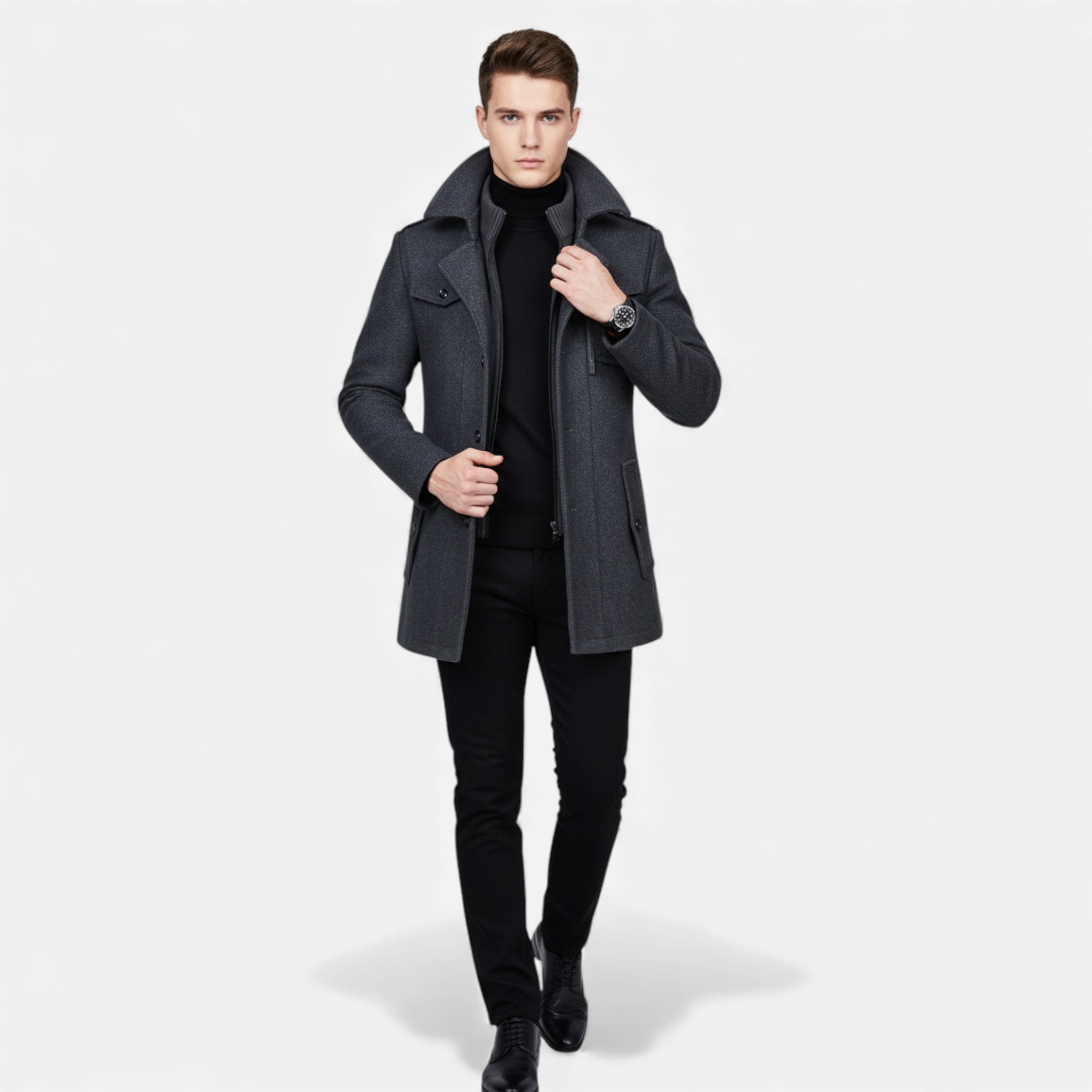 Velqlo | Manteau Homme Tweed Caramel Double Boutonnage