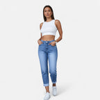 Velqlo | Jean femme coupe regular en denim stretch