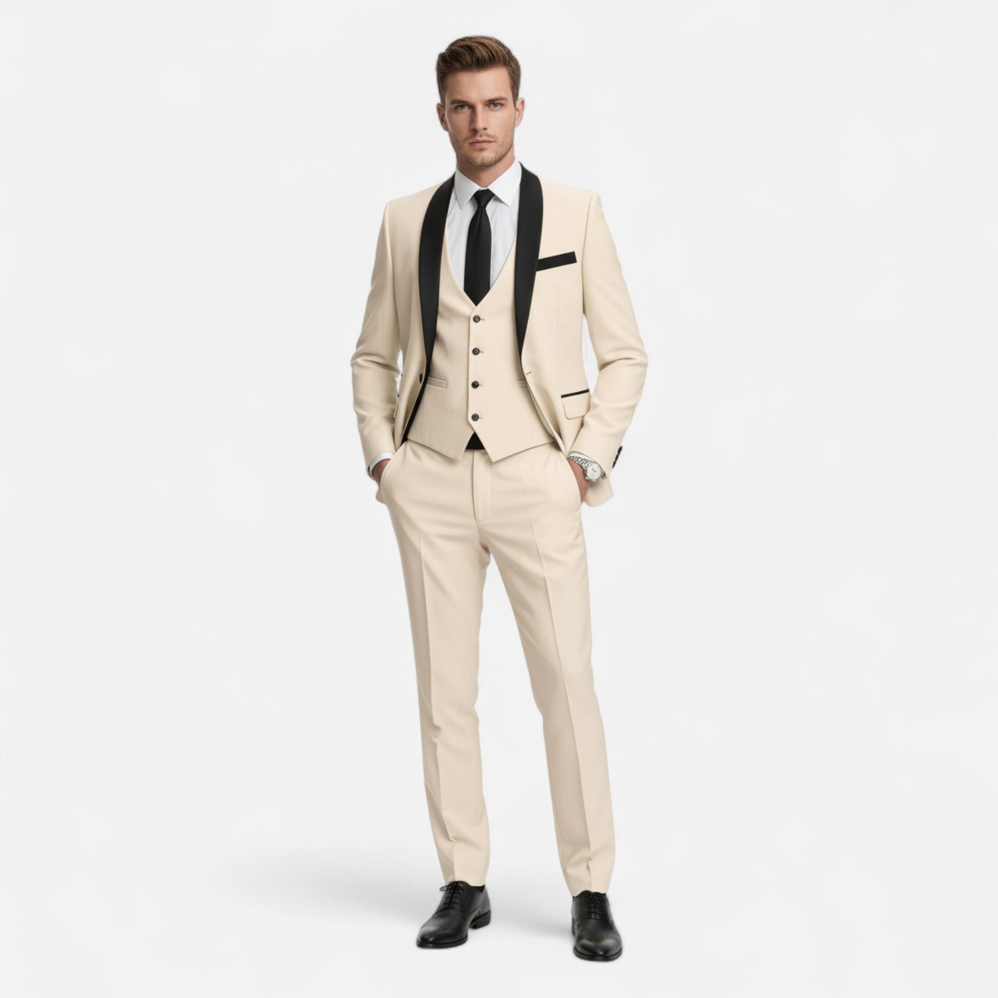 Velqlo | Costume de Tuxedo Banquet Slim Fit 3-Pièces pour Hommes