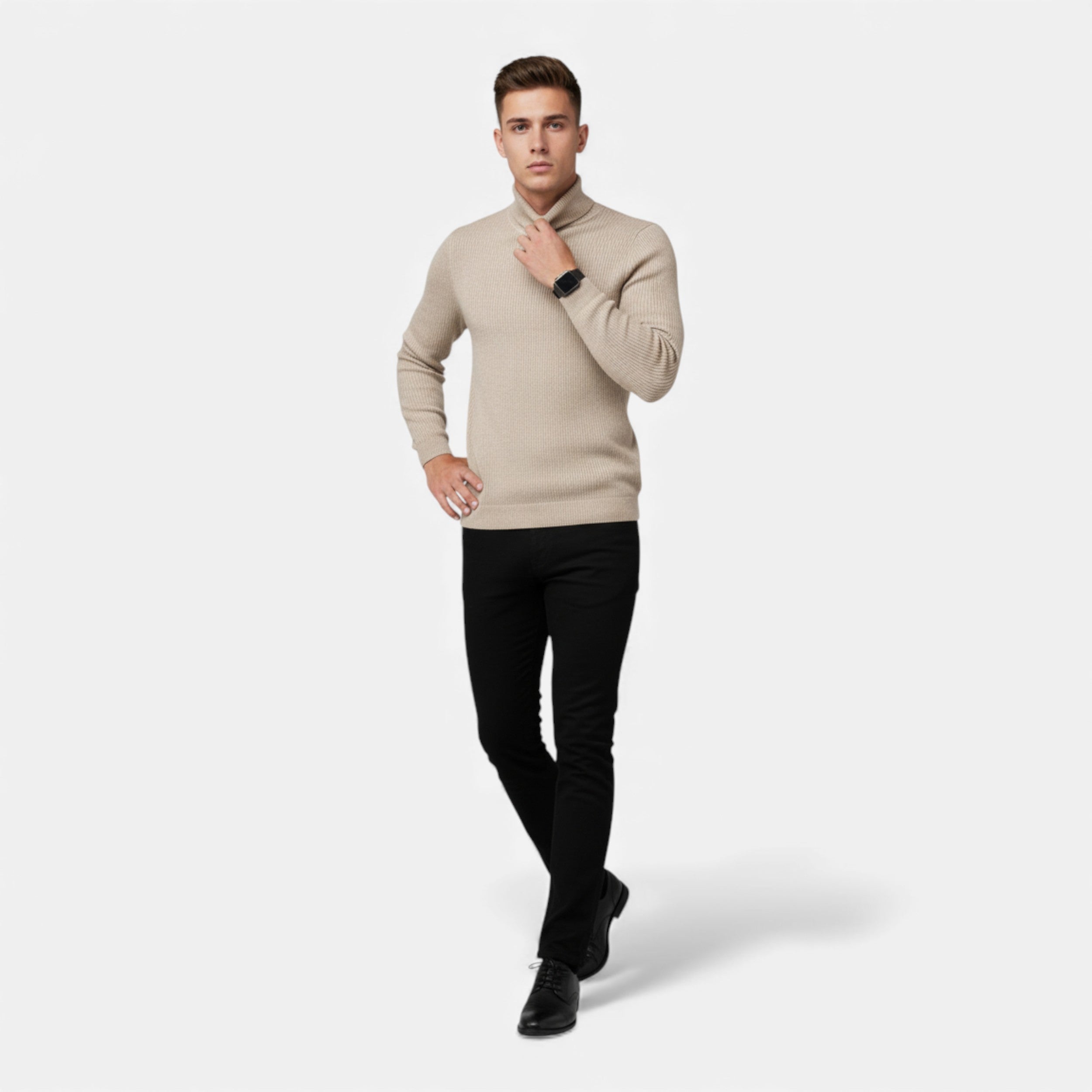 Velqlo | Pull Col Roulé en Laine Classique pour Hommes Gstaad