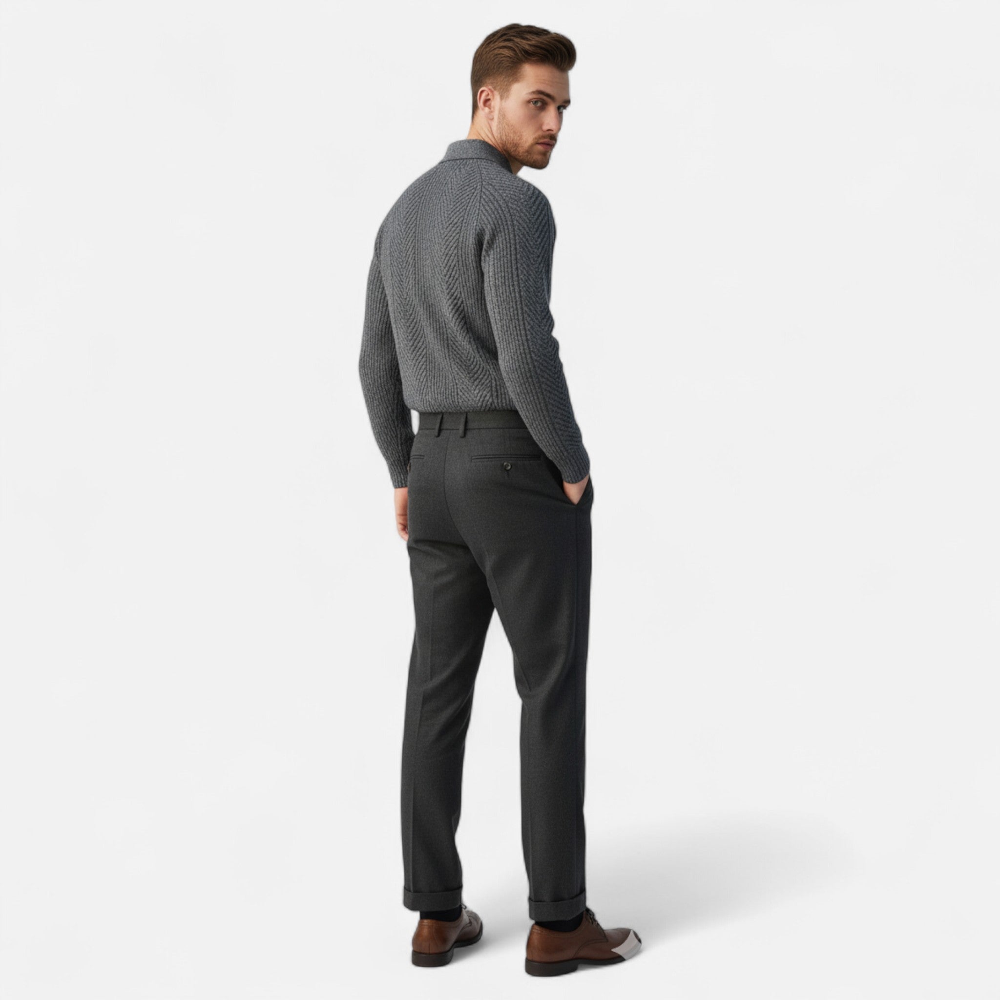 Velqlo | Chemise en Tricot Câble pour Homme à Manches Longues