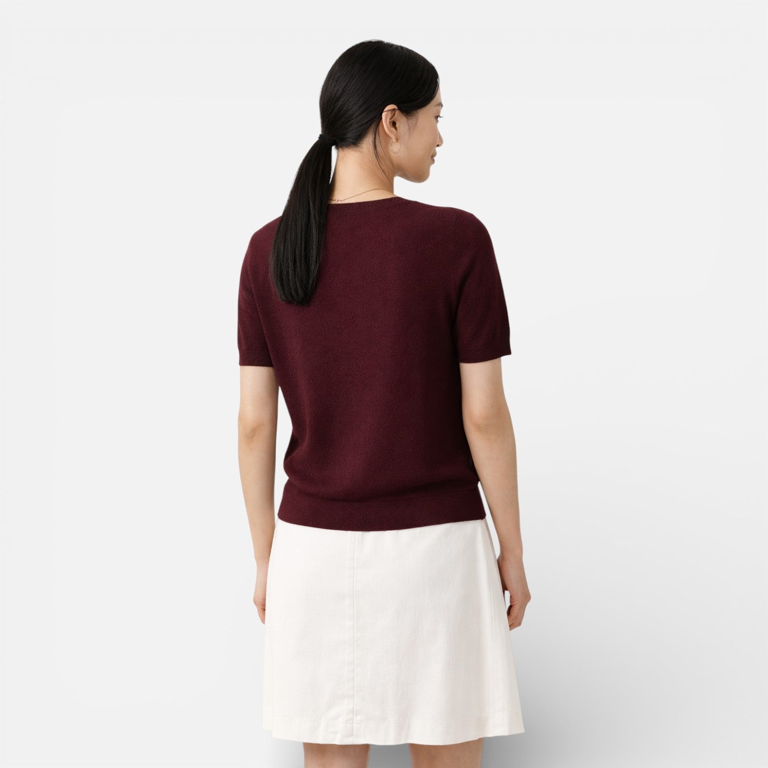 Velqlo | T-shirt en Tricot pour Femmes Mélange de Laine Confortable Coupe Classique