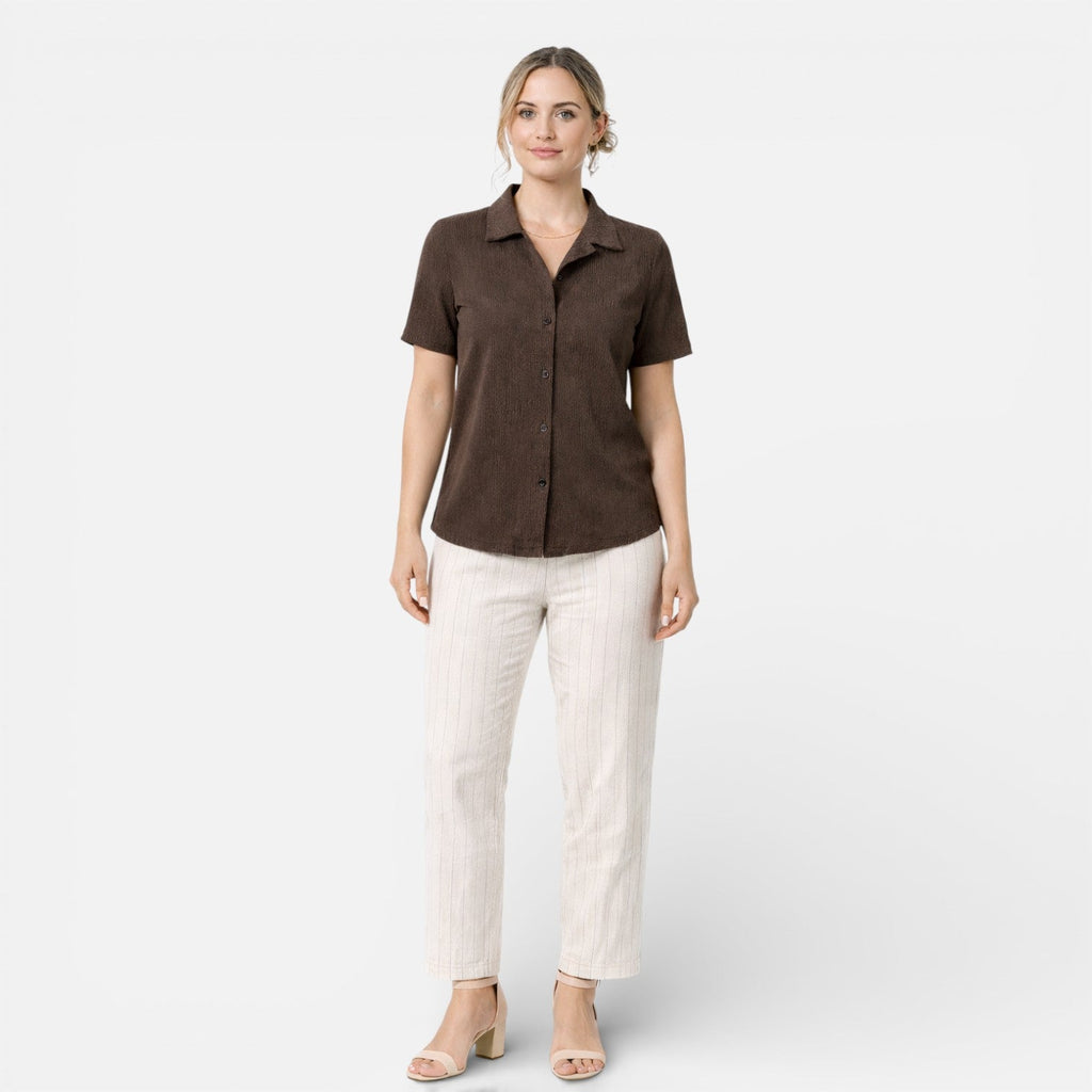 Velqlo | Chemise à Boutons pour Femmes Classique à Manches Courtes