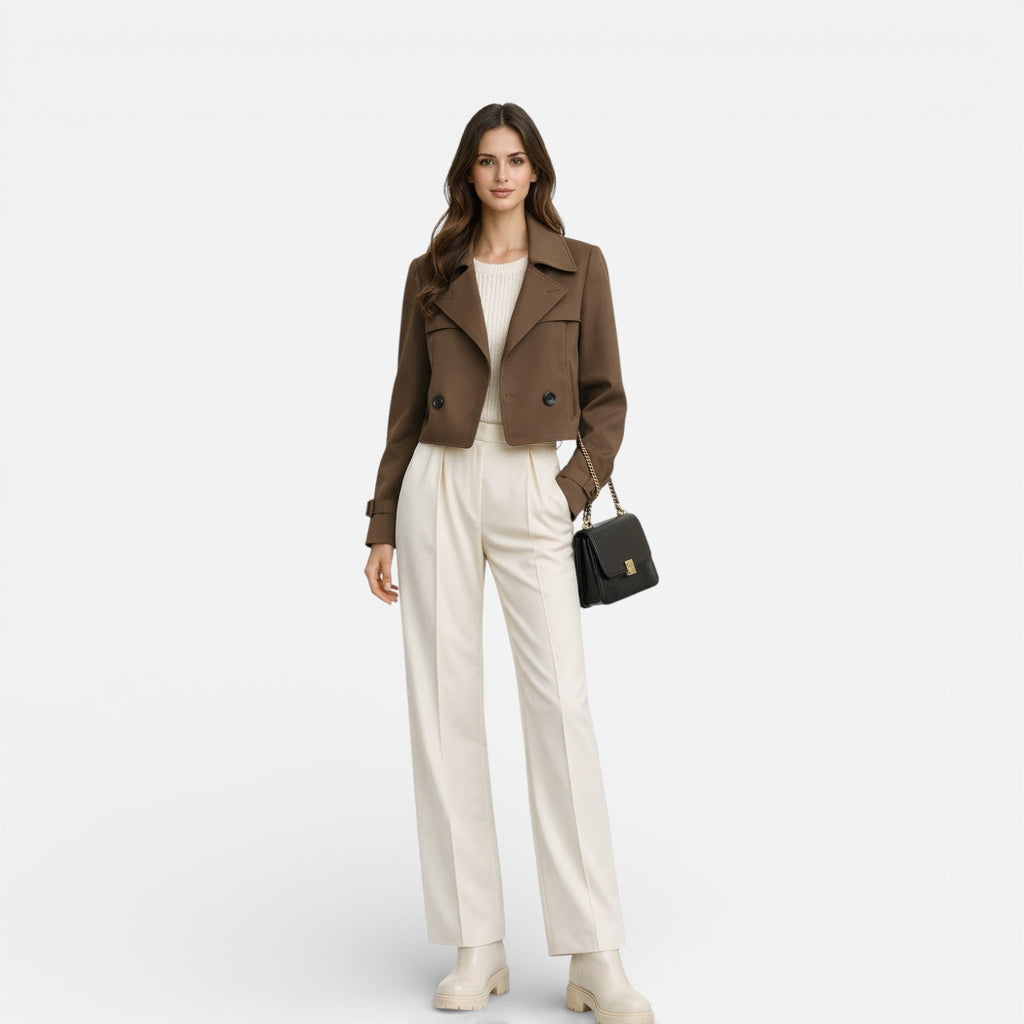 Velqlo | Veste d'été brune pour femmes, style trench léger