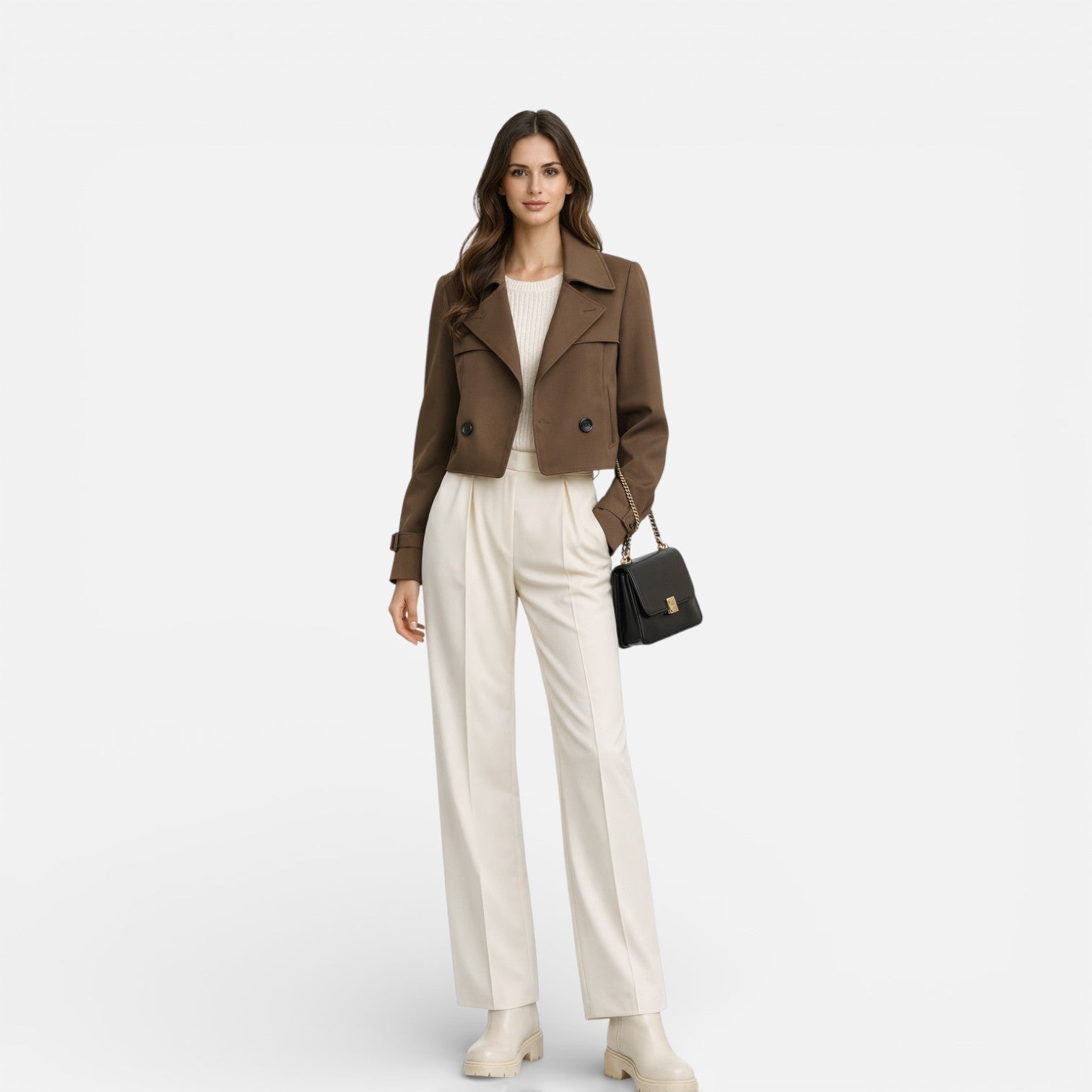 Velqlo | Veste d'été brune pour femmes, style trench léger