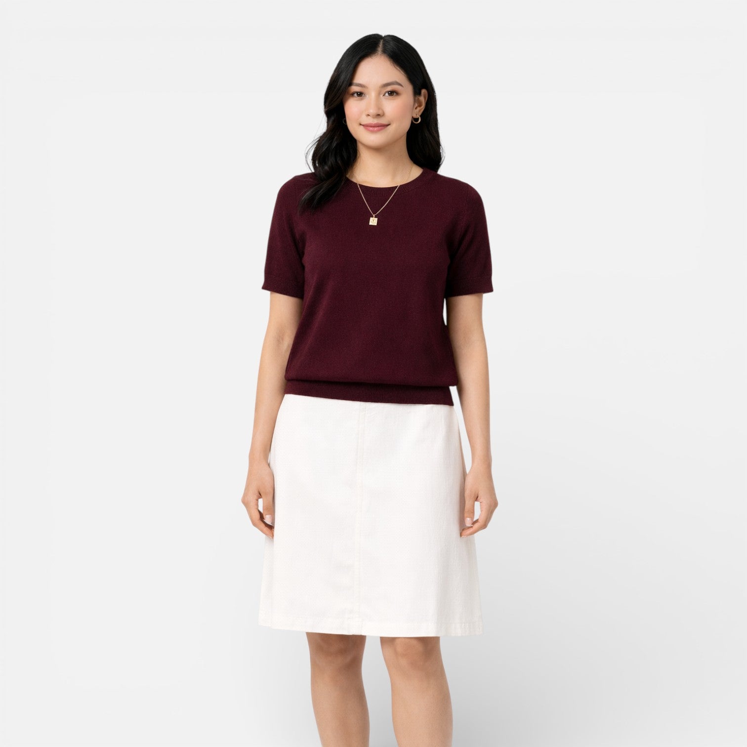 Velqlo | T-shirt en Tricot pour Femmes Mélange de Laine Confortable Coupe Classique