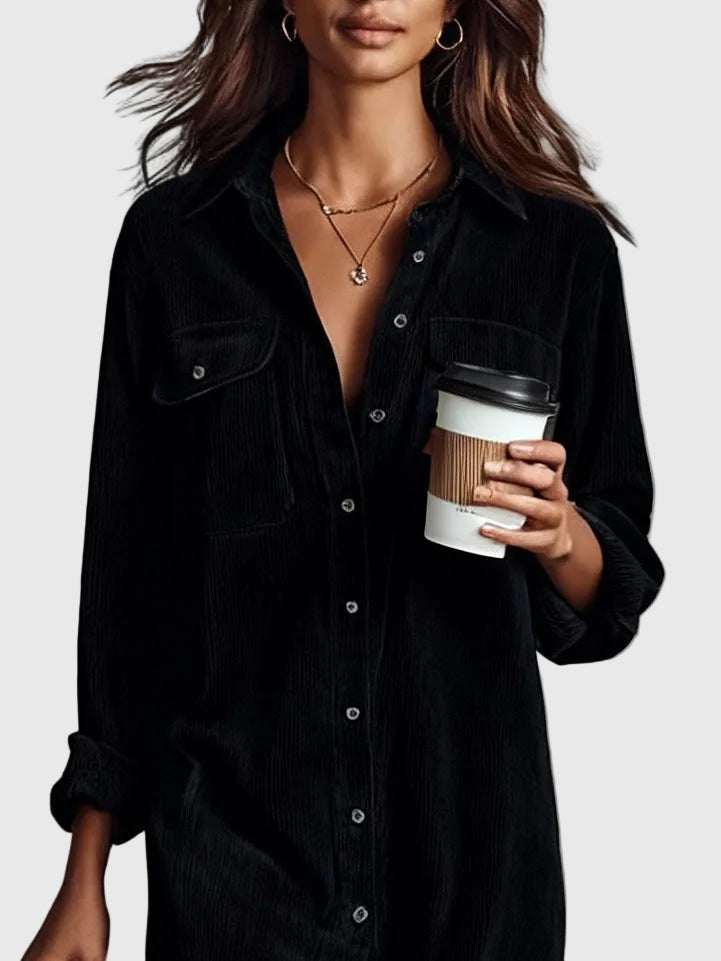 Clara | Robe Midi en Velours Côtelé