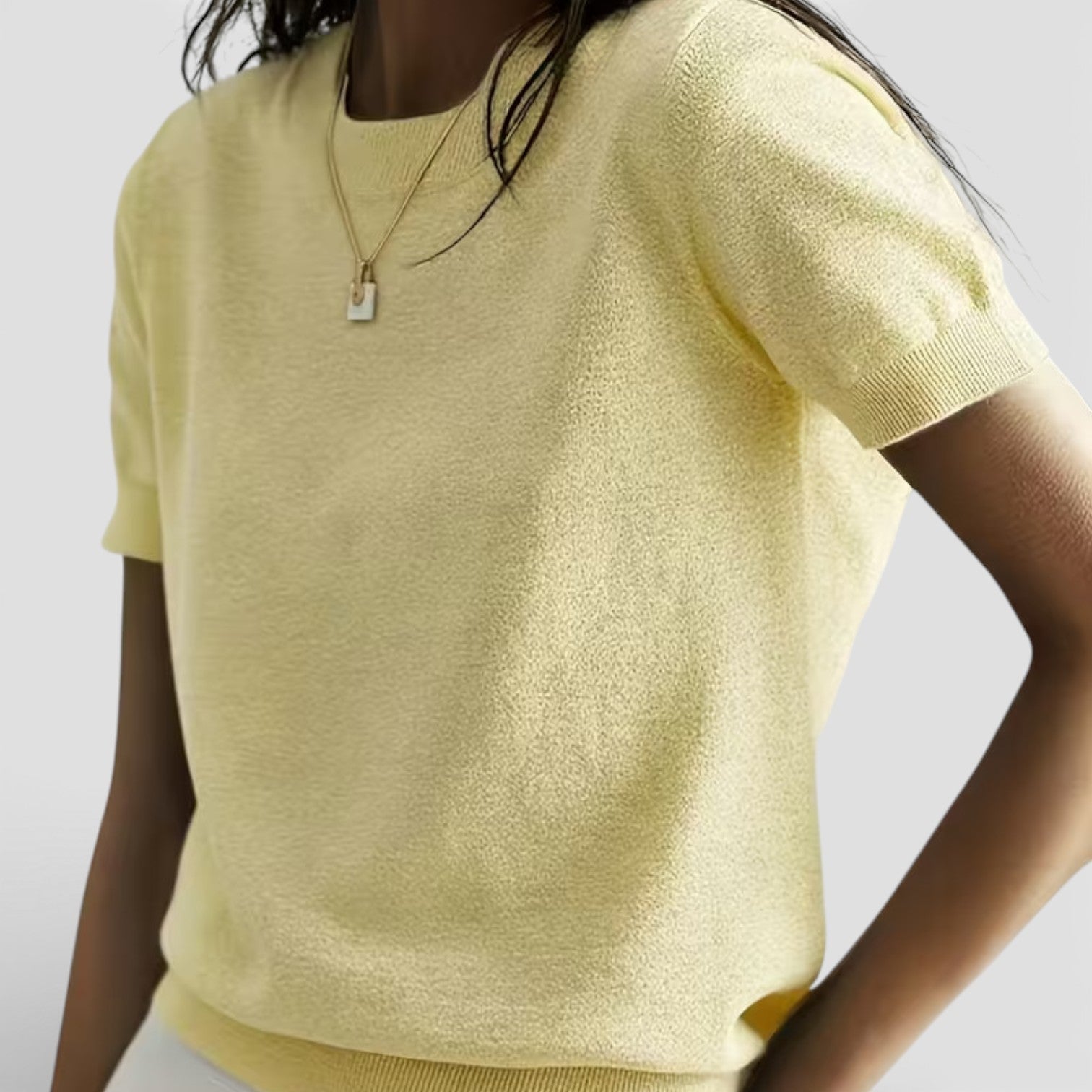 Velqlo | T-shirt en Tricot pour Femmes Mélange de Laine Confortable Coupe Classique
