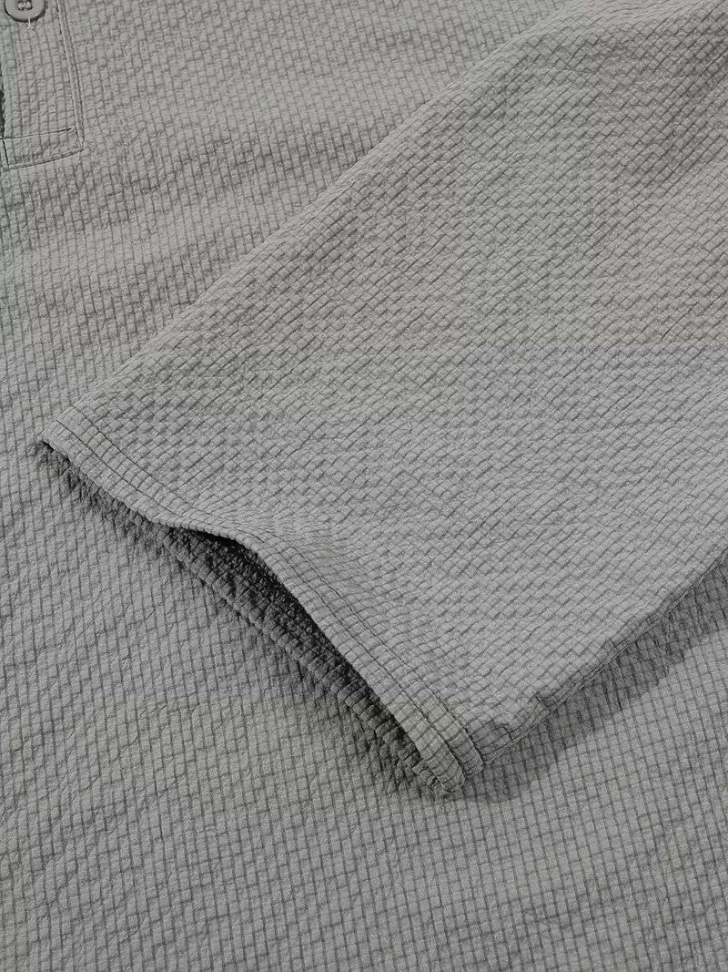 Velqlo | Chemise Henley pour hommes à manches longues, coupe classique