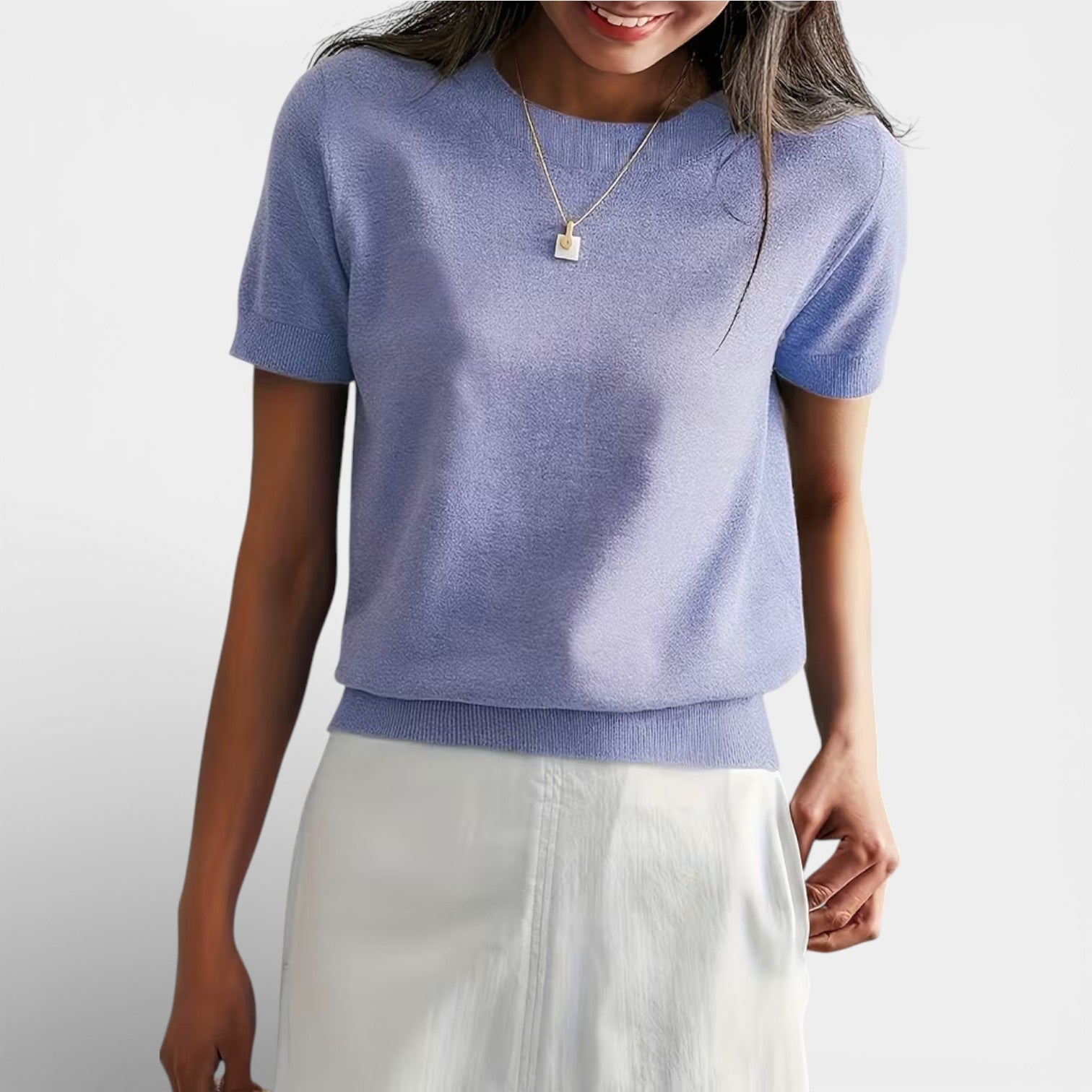 Velqlo | T-shirt en Tricot pour Femmes Mélange de Laine Confortable Coupe Classique