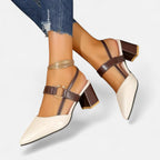 Velqlo | Women’s Sandals – Pointed Toe Medium Block Heel Elegance