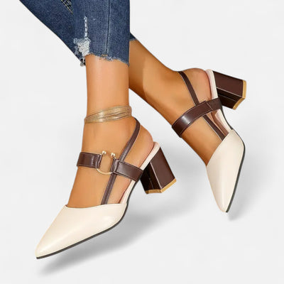 Velqlo | Women’s Sandals – Pointed Toe Medium Block Heel Elegance