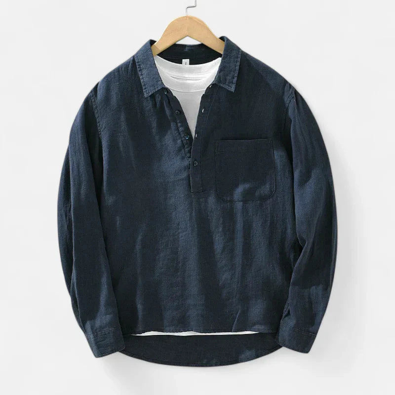 Velqlo | Chemise en Lin à Col Mao – Élégance Naturelle et Confort Thermique Homme