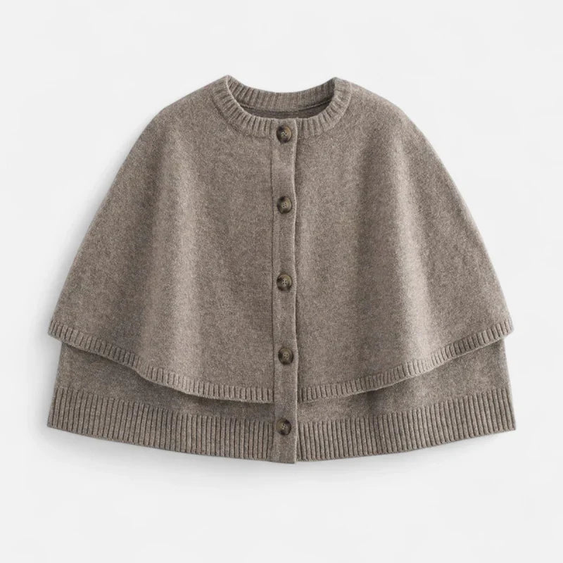 Velqlo | Cape en Maille Prestige – Design à Double Épaisseur et Finition Boutonnée Femme