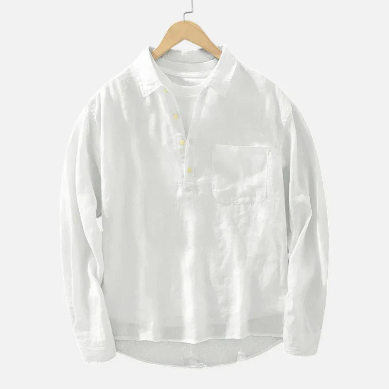 Velqlo | Chemise en Lin à Col Mao – Élégance Naturelle et Confort Thermique Homme