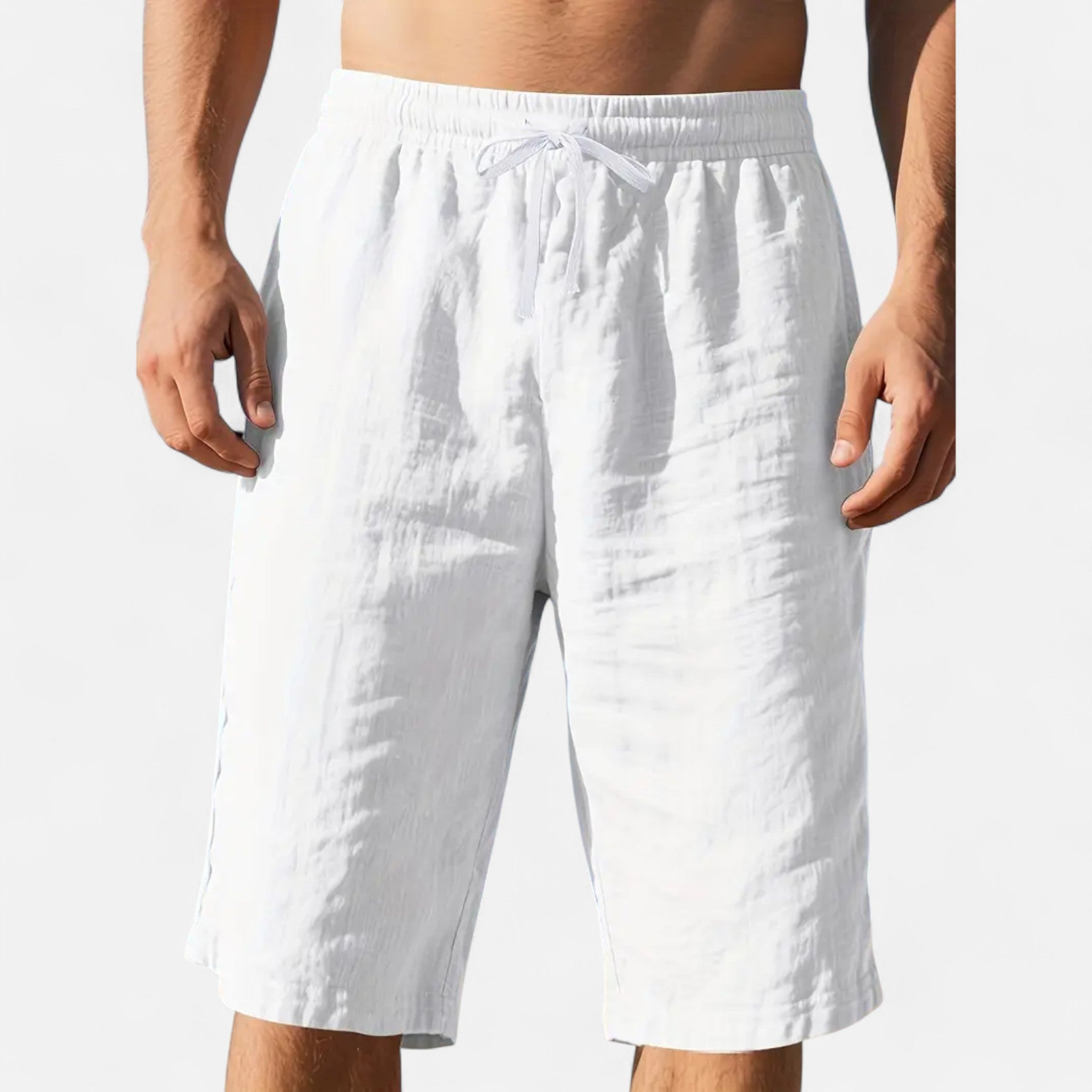 Velqlo | Men’s Linen Shorts – Lightweight Mid-Calf Summer Elegance