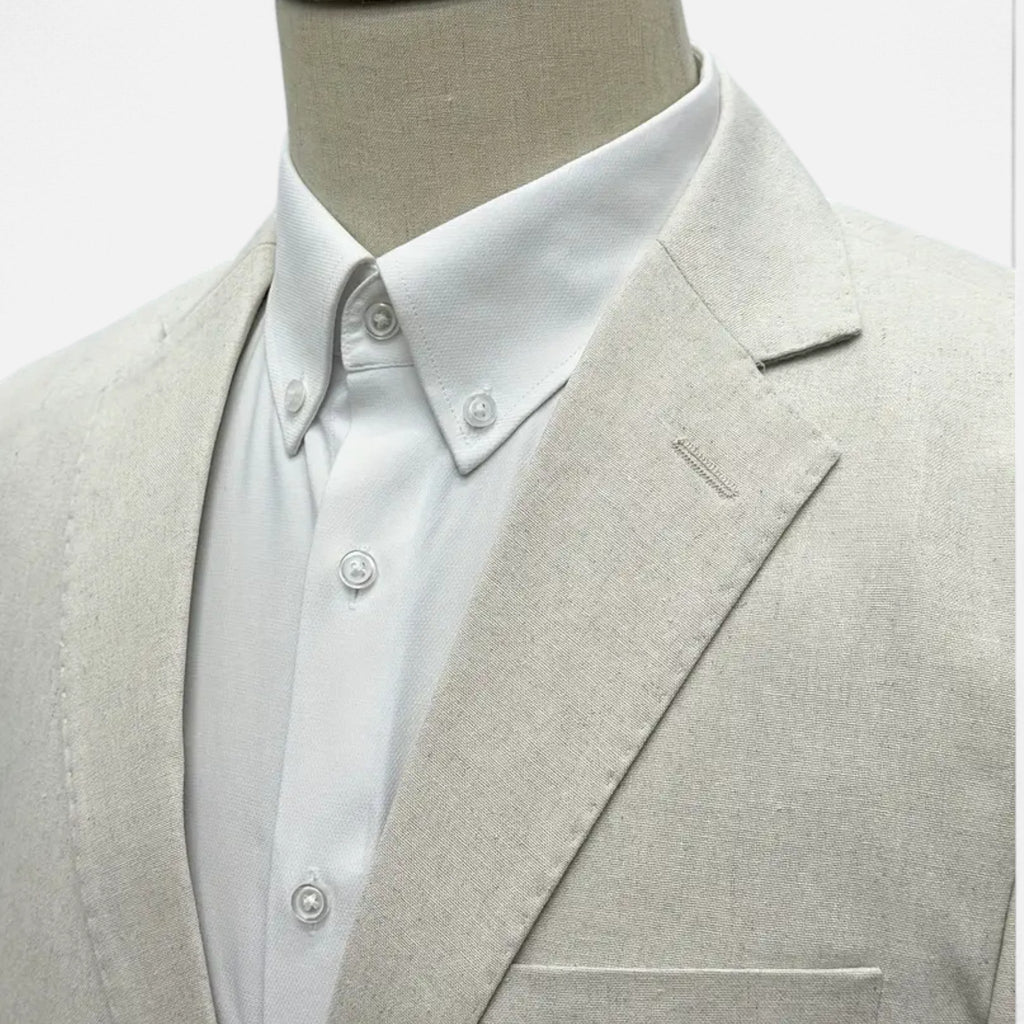 Velqlo | Ensemble de Costume en Lin pour Homme à Simple Boutonnage